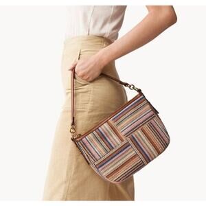 FOSSIL Jolie Crossbody Cotton Woven Canvas Multicolor 2 Straps Summer ZB1736875